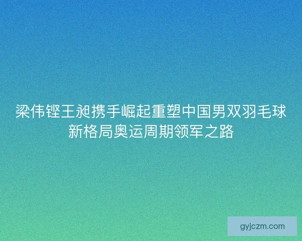 梁伟铿王昶携手崛起重塑中国男双羽毛球新格局奥运周期领军之路